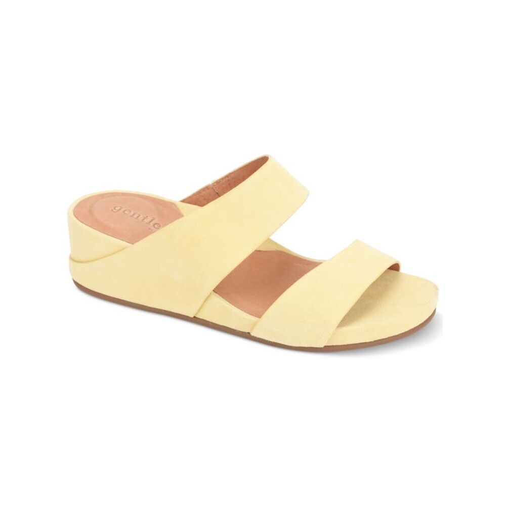 GENTLE SOULS KENNETH COLE Womens Yellow Gisele Wedge Slide Sandals Shoes 5.5 M